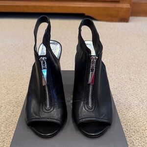 Vince Camuto Black Peep-Toe Heels with Zipper